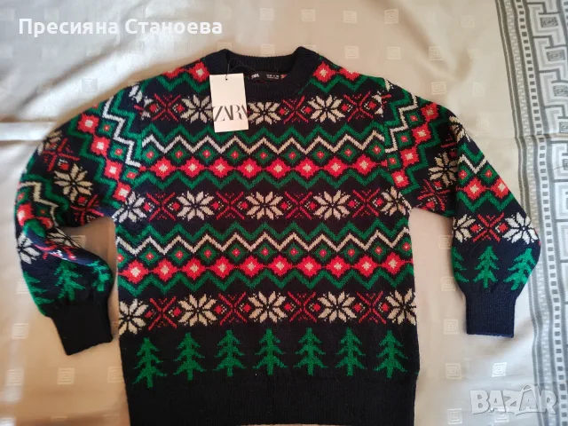 Детски коледен пуловер Zara Fair Isle, размер 10