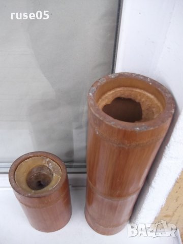 Комплект от свещник и ваза за сухи цветя от бамбук, снимка 3 - Други ценни предмети - 31221237