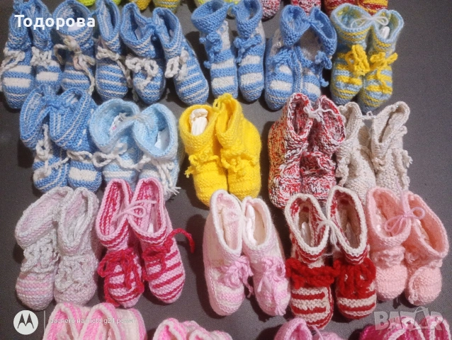 Нови бебешки ръчно плетени терлички от 8см до 11/12см краче , снимка 3 - Бебешки чорапи - 53190840