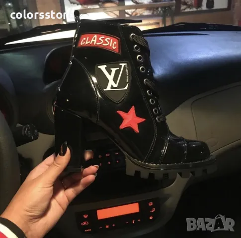 Боти на ток - черен лак - 1319