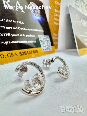 Сребърни обеци с мойсанит (Диамант) 0.8 карата, снимка 9 - Обеци - 52844709