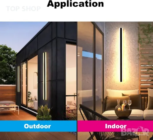 oumanschak Външна стенна лампа Захранвана от мрежата 60CM, 20W, 3 цветни температури, IP65, снимка 5 - Лед осветление - 49500142