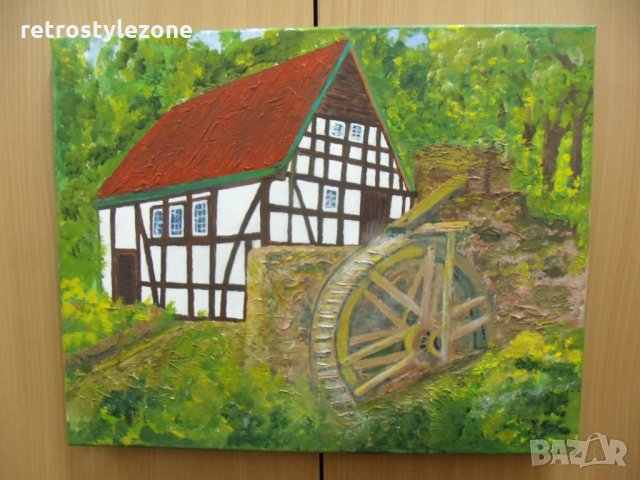 № 5849 стара картина   - масло,платно  - размер 50 / 40 см , снимка 4 - Други ценни предмети - 35188453