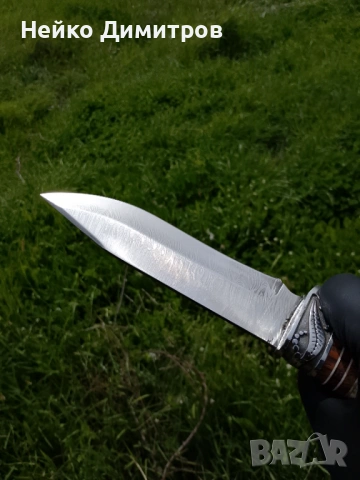 Ловен нож с кожена кания  ръчна изработка , снимка 7 - Ножове - 54219441