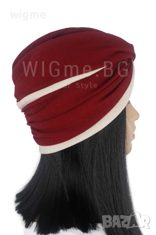 Тюрбан - туист за коса в червено и бежаво, снимка 2 - Аксесоари за коса - 40510880