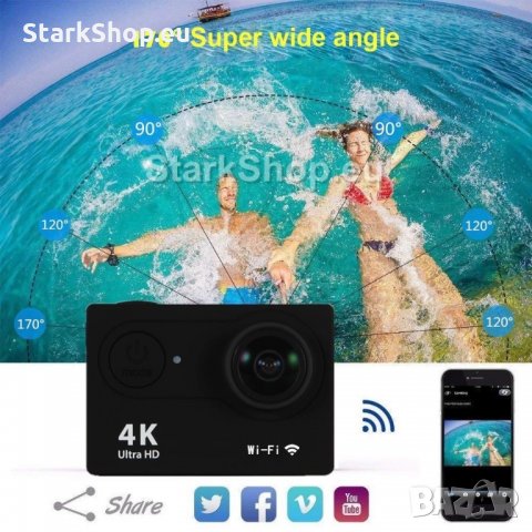 4K WiFi Action камера с аксесоари и дистанционно, снимка 4 - Камери - 30514534