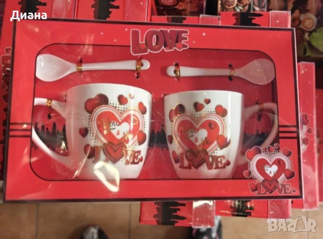 Керамичен комплект от 2чаши, с лъжички, снимка 1