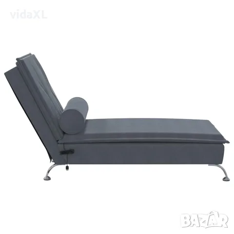 vidaXL Масажна кушетка с болстер, тъмносива, кадифе, снимка 5 - Кушетки - 56147467