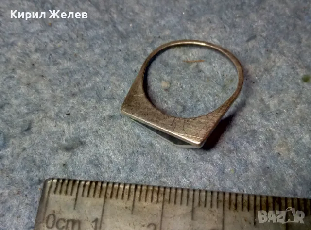 СТИЛЕН СРЕБЪРЕН ПРЪСТЕН СРЕБРО ВИСОКА ПРОБА с ШЛИФОВАН ЧЕРЕН ОНИКС РЪЧНА ВИНТИДЖ АРТ РАБОТА 31188, снимка 6 - Пръстени - 49148716