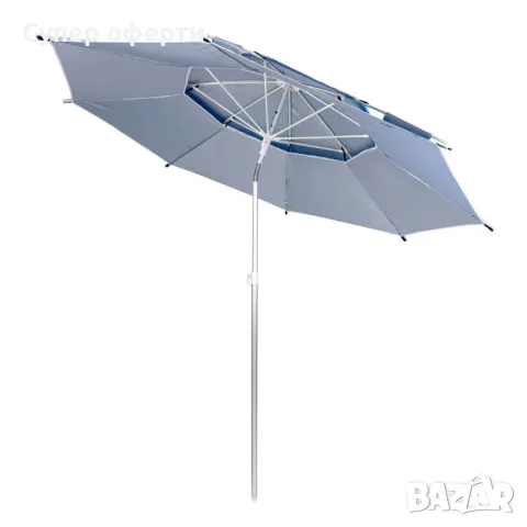 Плажен чадър Muhler – Широка сянка, пълна защита и интелигентен комфорт, снимка 2 - Градински мебели, декорация  - 49868188