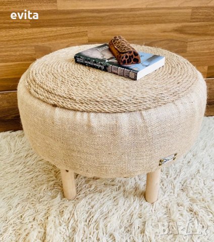 Табуретка/пуф. Ръчна изработка!, снимка 13 - Дивани и мека мебел - 33842705