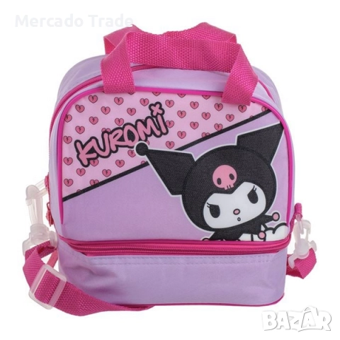 Термочанта за храна, 2 отделения, Лилав - Розов с брокат, Kuromi