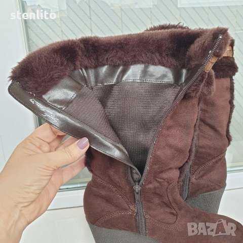 Топли дамски ботуши на удобна платформа, снимка 9 - Дамски ботуши - 31799158