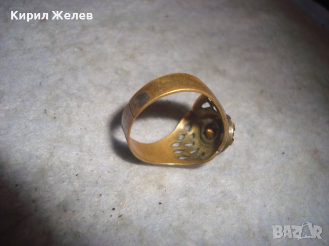 СТАРИНЕН МЕСИНГОВ РЕТРО АРТ СКЪПОЦЕНЕН АЖУРЕН МАЙСТОРСКИ ПРЪСТЕН с ЮВЕЛИРНО ФАСЕТИРАН ПЕРИДОТ 27194, снимка 7 - Антикварни и старинни предмети - 36772069