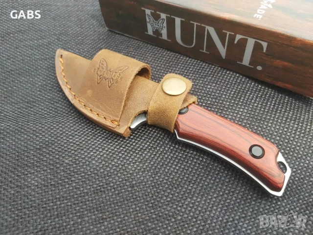 Ловен нож Benchmade HUNT малък с кожена кания, снимка 4 - Ножове - 50246576