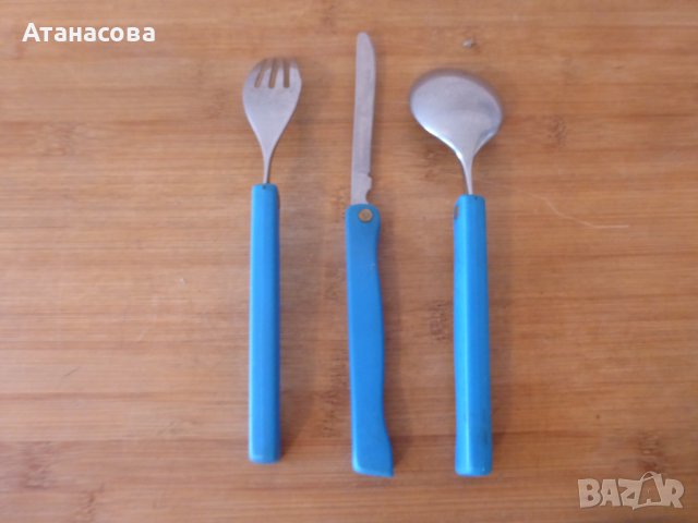 Комплект сгъваеми ножче вилица и лъжица с калъф СССР 1976 г, снимка 3 - Ножове - 40634890