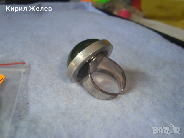 СТАР РЕГУЛИРУЕМ ДЕБЕЛО ПОСРЕБРЕН МЕДЕН АР НУВО ПРЪСТЕ с ПОЛИРАН КАМЪК КРИСТАЛ 60961, снимка 6 - Пръстени - 36421705