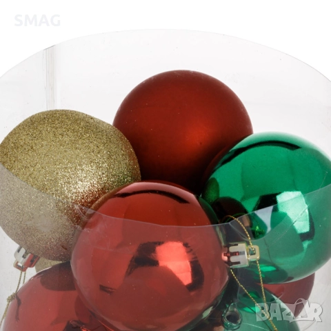 Комплект коледни топки зелено-червено-златисти Ø5 см_1240983, снимка 2 - Други - 52354137