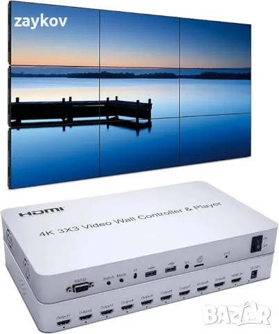 4K 3x3 HDMI Video Wall Controller USB SD Card HDMI 1.4 Compliant 1 HDMI/DVI вход 9 HDMI изход TV