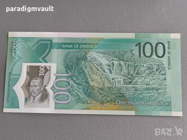 Банкнотa - Ямайка - 100 долара UNC (юбилейна) | 2022г., снимка 2 - Нумизматика и бонистика - 55966419