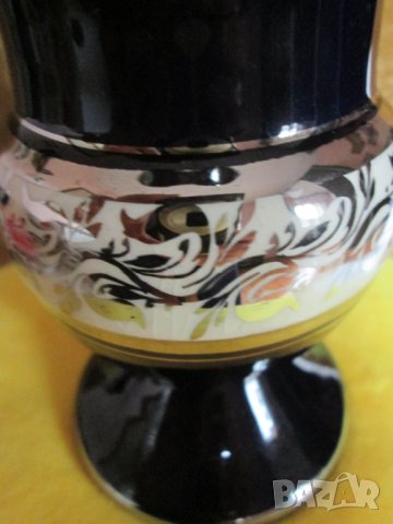 Стара порцеланова ваза ,кобалтов син цвят, позлата, снимка 2 - Вази - 34220539