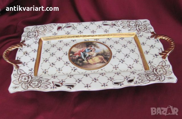 Винтич Голям Порцеланов Поднос Япония Маркиран, снимка 10 - Антикварни и старинни предмети - 31664165