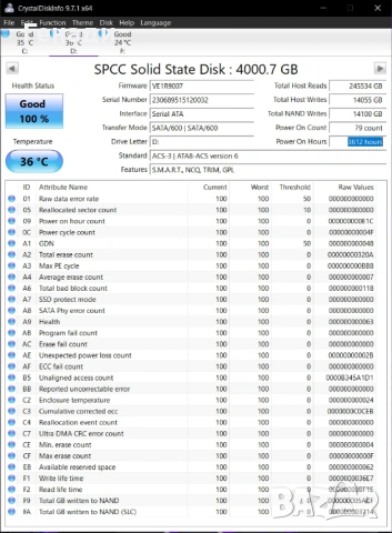 Silicon Power A55 4TB SSD 2.5 на 150 дни работа 100% HEALTH , снимка 2 - Твърди дискове - 54069861