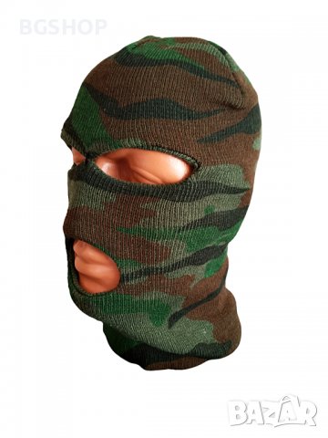 Балаклава зимна шапка очи - уста - Зелен камуфлаж