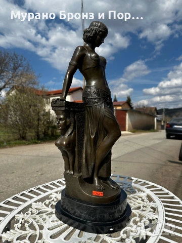 Масивен бронз (15 кг) – „Египетска танцьорка“ Арт Деко, подпис Milo, 58 см, снимка 2 - Антикварни и старинни предмети - 53984069