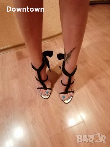 LJO by Jennifer Lopez, черни сандали с връзки и елементи от естествена кожа , снимка 7 - Дамски обувки на ток - 29711116
