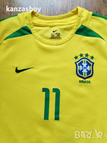  Brazil 2002-04 Nike Home Shirt Ronaldinho 11 - мъжка колекционерска тениска ОТЛИЧНО СЪСТОЯНИЕ ХЛ, снимка 2 - Тениски - 54347124