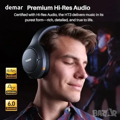 TOZO HT3 Bluetooth слушалки с активно шумопотискане и 90H работа, снимка 2 - Bluetooth слушалки - 55776012