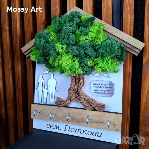 Къщичка за ключове със скандинавски мъх, снимка 3 - Декорация за дома - 54216033