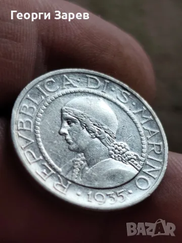 5 лири 1935 год,Сан Марино, сребро, тегло 5.00 гр, проба 835/1000, снимка 2 - Нумизматика и бонистика - 55971216