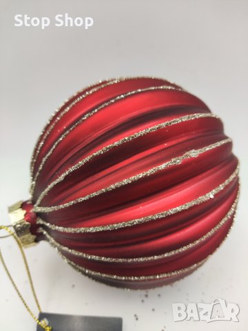 Стъклена коледна топка 10 см диаметър   Ръчно изработена , снимка 3 - Декорация за дома - 42840991