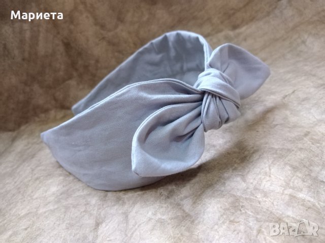 К-т Диадема и обеци в сиво Ръчна изработка Широка диадема в сиво Диадема с възел Сива диадема , снимка 6 - Аксесоари за коса - 31803436