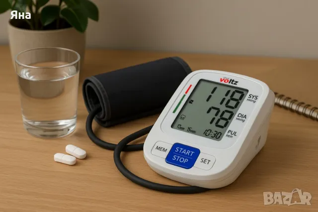 Апарат за кръвно налягане Voltz, Маншет, 2х90 позиции памет, LCD дисплей, Бял, снимка 2 - Други - 50011064
