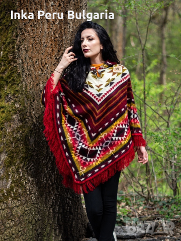 Автентично еквадорско дамско вълнено пончо, различни цветове, снимка 1 - Блузи с дълъг ръкав и пуловери - 35855974