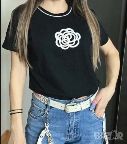 Блузка с цвете , снимка 2 - Тениски - 54250629