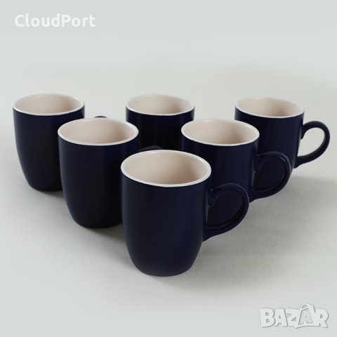 Комплект от 6 чаши, Keramika, керамични, Cobalt, 300 ml, 9 cm, снимка 2 - Чаши - 42341866