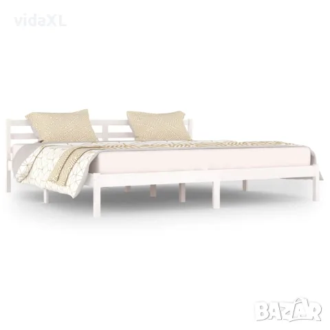 vidaXL Рамка за легло, бор масив, 200x200 см, бяла