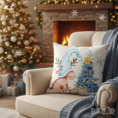 Коледни декоративни калъфки за възглавници – 7 уникални празнични дизайна, 6бр в комплект, снимка 4 - Декорация за дома - 52076322