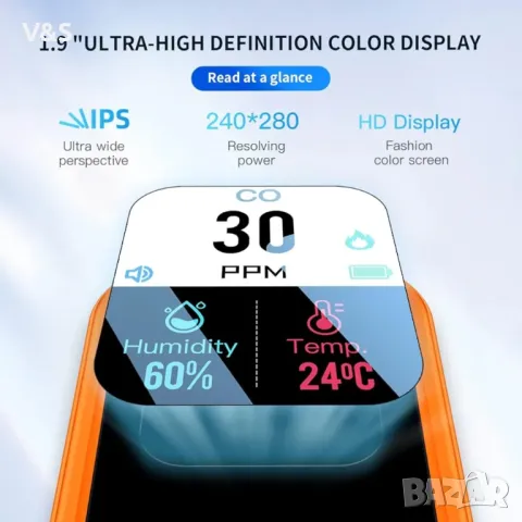 Детектор HAKINAKU Преносим CO  Детектор за въглероден окис, мобилен CO Warner Предупредителен, снимка 6 - Други стоки за дома - 48649290