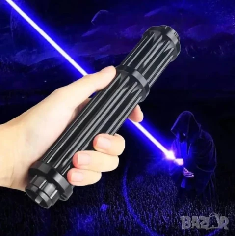 Син Акумулаторен Лазер 50000mW Пука Балон Запалва Клечка Кибрит Кашон Пали Цигара Прогаря Дрехи Кожа, снимка 5 - Оборудване и аксесоари за оръжия - 51354024