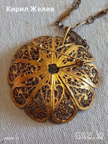 ВИНТИДЖ ФИЛИГРАННО КОЛИЕ ЦВЕТЕ с ЦВЕТНИ КАМЪНИ АХАТ УНИКАТ 34796, снимка 10 - Колиета, медальони, синджири - 52501083
