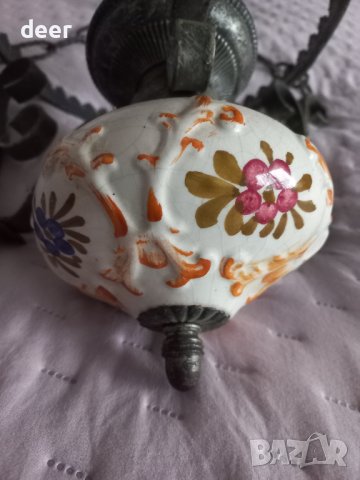 Абажур  от ковано желязо с порцелан, снимка 12 - Полилеи - 44293484