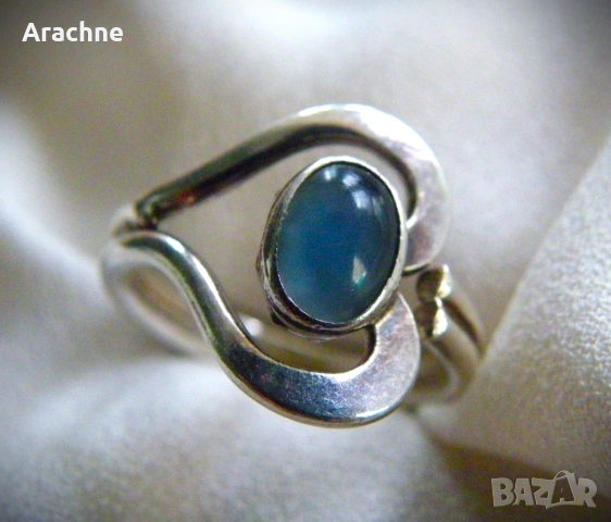 Сребърен пръстен с аквамарин, снимка 6 - Пръстени - 47074701