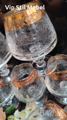 Чаши Murano Medici със златни кантове , снимка 3 - Чаши - 52499949