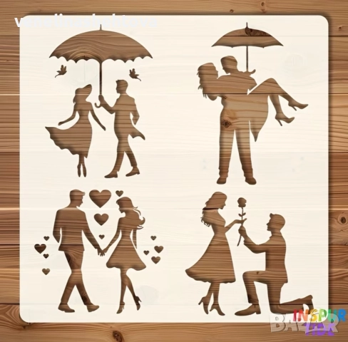 Влюбени в дъжда шаблон стенсил декорация торта скрапбукинг текстил дърво 