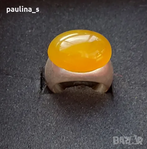 Два броя / Винтидж / Рядка находка / Стар сребърен пръстен с Кехлибар , снимка 16 - Пръстени - 48925924